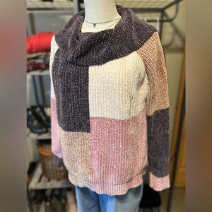 Anthropologie Dor Dor Couture- Color Block Cowl-neck Sweater- Size Large